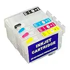 SHDSL Sublimation Ink Cartridges, Empty Refillable Ink Cartridges Compatible for WF-7110 WF-7210 WF-7610 WF-7620 WF-7710 WF-7720 WF-3620 WF-3640 Printers ARC Chip 4Pcs Reusable Ink Cartridges Kit