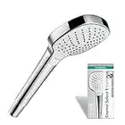 hansgrohe Handbrause Croma Select E, Duschkopf mit 3 Strahlarten, Duschbrause, Antikalk-Funktion, Weiß/Chrom