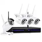 Kit Camara de Vigilancia Wifi Exterior 1080P, Sistema de Cámara Seguridad Inalámbrico con 4X2MP Camara IP y 8CH NVR, Visión Nocturna Detección Movimiento Alerta de Correo Sin HDD-REIGY