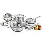 CUISINART MCP-12NCC MultiClad Pro Stainless Steel 12-Piece Cookware Set, Silver