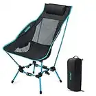 G4Free Folding Camp Chair High Back Lightweight Camping Chair with Removable Pillow, Side Pocket & Carry Bag, Compact & Heavy Duty 385lbs for Outdoor Hiking Backpacking Beach Picnic Travel Blue