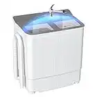 INTERGREAT Portable Washing Machine, 14.5 lbs Mini Compact Washer Machine and Dryer Combo, Small Twin Tub Washer with Drain Pump and Spin Cycle for Apartments, Camping, Laundry, Dorms, College Rooms, Rv’s (Grey)
