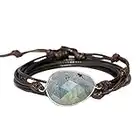 Homeofying Boho Unisexe Multi Couche Noeud Cire Corde Labradorite Pierre Charme Main Bracelet Strand Wrap Bracelet pour Femmes Hommes Rouge