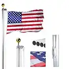 Voilamart 25 FT Sectional Flag Pole Heavy Duty Aluminum Outdoor In ground Flagpole with 3'5' American Flag and Gold Ball for Residential or Commercial Use