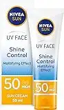 NIVEA UV Face Shine Control SPF50, Face Sun Cream, UV Face Cream, Moisturising Cream for Daily Use, Sunscreen for Immediate UVA/UVB Protection, 50 ml (Pack of 1)