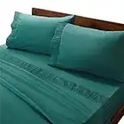 Bedsure Queen Bed Sheets Set Green - Bedding Sheets Pillowcases 4 Pieces, Sheet Pillowcase Sets for Queen Size Bed with Ruffled Hem, Sheets for Queen Size Bed