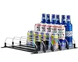 Rula Drink Organizer for Fridge, Self-Pushing Soda Can Organizer for Refrigerator, Width Adjustable Beverage Pusher Glide, Beer Pop Can Water Bottle Storage for Pantry, Kitchen-Black, 5 Rows