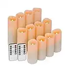 Enido Flameless Candles Led Candles Battery Operated Candles Exquisite Pack of 12 (D2.2'' x H4''5''6'') Waterproof Outdoor Indoor Candles with 10-Key Remotes and Cycling 24 Hours Timer Wedding Decor