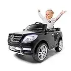 ATAA Mercedes ML350 Licenciado batería 12v - Negro - Grandes Dimensiones 110 * 67 * 53cm Coche eléctrico para niños con Luces, Sonidos y Mando para Padres