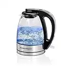 Hamilton Beach Glass Electric Tea Kettle, Water Boiler & Heater, 1 L, Cordless, LED Indicator, Auto-Shutoff & Boil-Dry Protection (40930), Clear