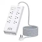 Power Strip Surge Protector - Addtam 10Ft Long Extension Cord with 6 Outlets and 3 USB Ports, Flat Plug Overload Surge Protection Outlet Strip, Wall Mount for Home, Office and More