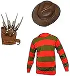 Missy Wear Unisex Kids Boys Freddy Halloween Costume Fancy Dress Hat Jumper & Glove Set (Jumper, Hat & Glove, 9-10 years old)