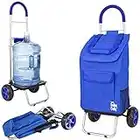 dbest products Trolley Dolly, Blue Foldable Shopping cart for Groceries with Wheels and Removable Bag and Rolling Personal Handtruck, Standard