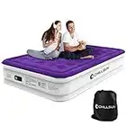 CHILLSUN Queen Air Mattress with Built in Pump,16" Elevated Air Mattresses for Camping,Home,Guests Fast Inflation/Deflation Blow Up Mattress, Purple Air Bed with Carry Bag for Inflatable Tent,Travel