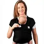 Baby Sling Wrap with Large Front Pocket - Naturally Soft Baby Wrap Carrier - Cotton Baby Sling Carrier from Birth - Baby Sling Newborn to Toddler Carrier - The Pocket Wrap™ by Trekki (Black)