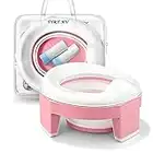 Töpfchen Toilettensitz Kinder 3 in 1 Faltbare WC Baby Potty Training Sitze AuBen Innen Tragbar Reisetöpfchen mit Reisetasche und Einweg Liner Müllsäcke für ab 1 2 Jahre Jungen und Mädchen(Rosa)