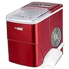 VIVOHOME Electric Portable Compact Countertop Automatic Ice Cube Maker Machine with Self Cleaning Function Visible Window and Hand Scoop Red 26lbs/Day