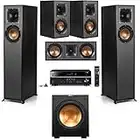 Klipsch Reference R-610F 5.1 Home Theater System, Black with Yamaha RX-V385 5.1 Receiver