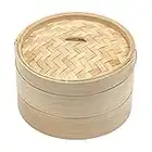 Trademark Innovations Bamboo Steamer-3 Piece-10 Inch Diameter, Tan, Standard