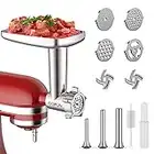 Accessori per Tritacarne per KitchenAid Robot da Cucina, Tritacarne con 4 Piastre di Macinazione in Acciaio Inossidabile, 3 Tubi di Riempimento per Salsicce, COFUN Accessori per KitchenAid Tritacarne