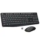 Wireless Keyboard and Mouse Combo, Lovaky 2.4G Full-Sized Ergonomic Keyboard Mouse, 3 DPI Adjustable Cordless USB Keyboard and Mouse, Quiet Click for Computer/Laptop/Windows/Mac