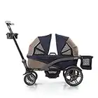 Gladly Family Anthem2 2-Seat All-Terrain Wagon Stroller with Easy Push and Pull, Removable XL Canopies, and Sturdy, Safe Folding for Storage and Transport, Sand & Sea