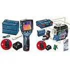 Bosch Professional Sistema 12V Cámara térmica GTC 400 C (2 baterías 12V + cargador, bolsa, con conectividad, medición 10 °C hasta +400 °C, resolución: 160 x 120px) & 12V System nivel láser GLL 3-80 CG