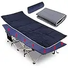 Folding Camping Bed for adults, with Soft Comfortable Mattress and Pillow, Extra Wide Heavy Duty Camp Bed Portable, Strong Sleeping Cot Outdoor