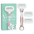 Gillette Venus Deluxe Smooth Sensitive Rasierer Damen, Damenrasierer + 3 Rasierklingen mit 5-fach Klinge, RoseGold, Geschenk für Frauen