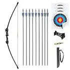 iMay 45" Recurve Bow and Arrows Set Outdoor Archery Beginner Gift Longbow Kit with 9 Arrows 4 Target Face Paper 18 Lb for Teens (Black)