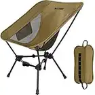 MARCHWAY Silla de camping plegable ligera, estable y portátil compacta para campamento al aire libre, viajes, playa, picnic, festival, senderismo, mochilero, soporta 330 libras (caqui)