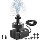 SZMP 24-Hours Working Pond Fountain Pump,Bird Bath Fountain Pump with 7 Nozzles for Outdoor,Garden,Pond,Aquarium,Fish Tank,Adjustable Water Pump with 16.4Ft Power Cord and Adapter(UK Plug)