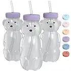 Honey Bear Straw Cup for Babies 3 pack; 8oz straw bear cup with improved safety lid design; honeybear baby cup straw; honey bear cup and honey bear bottle. Straw learning therapy cup(Unicorn- PURPLE)