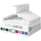 Plastic Clothes Hangers Heavy Duty - Durable Coat and Clothes Hangers - Lightweight Space Saving Laundry Hangers - Perfect Dorm Room Essentials for College Students Guys, Boys or Girls - 20 Pack White