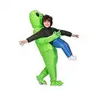 Diifoy Alien Costume Gonflable Déguisements, Green Alien Carrying Human Costume Inflatable Funny Blowing Up Suit Cosplay Inflatable Monster de Noël Costumes Vêtements de fête Halloween (S, ET)