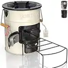 OSTOVE PRO Raketenofen - Das PRO Model mit 2 Kammern für Holz oder Kohle/Biomasse - Ideal für Camping und Kochen im Freien (IVORY)