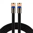 GE RG6 Coaxial Cable, 50 ft. F-Type Connectors, Quad Shielded Coax Cable, 3 GHz Digital, In-Wall Rated, Ideal for TV Antenna, DVR, VCR, Satellite, Cable Box, Home Theater, Black, 33532