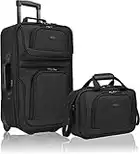 U.S. Traveler Rio Rugged Fabric Expandable Carry-on Luggage Set, Black, 2 Wheel, Set of 2, Black, 2 Wheel, Rio Rugged Carry-on Luggage Set