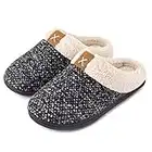 ULTRAIDEAS Ladies' Cozy Memory Foam Slippers Fuzzy Wool-Like Plush Fleece Lined House Shoes w/Indoor, Outdoor Anti-Skid Rubber Sole(Grey, 5-6 UK)