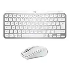 Logitech MX Keys Mini Tastatur + MX Anywhere 3 Wireless Maus - Tasten mit Beleuchtung, USB-C, Bluetooth, Ergonomisch, Kompakt, Schnelles Scrollen, Multi-OS-kompatibel, PC/Mac - Hellgrau