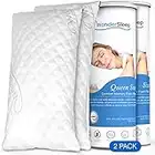 WonderSleep Premium Adjustable Loft [Queen Size 2-Pack] - Shredded Memory Foam Pillow for Home & Hotel Collection + Washable Removable Cooling Bamboo Derived Rayon Cover - 2 Pack Queen