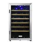 EdgeStar CWF440SZ 20 Inch Wide 44 Bottle Capacity Free Standing Wine Cooler with Reversible Door and LED Lighting