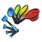 8 Pack Silicone Measuring Cups & Spoon Set Colorful Collapsible Baking Measurement Tools