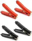 QWORK 100A Pinzas de Cocodrilo, Clips de Batería de Cocodrilo para Coche Cables de Arranque Cables de Batería, Accesorios de Cargador para Coche Camión (2 Rojo + 2 Negro)