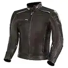 Shima BLAKE Chaqueta Moto Hombre - Cazadora moto hombre de cuero premium ventilado con CE espalda, hombros, codos protecciones, reforzado costuras dobles (Marrón, M)