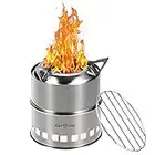 Gas One Camping Stove - Wood Stove Stainless Steel Portable Stove with Alcohol Tray Potable Wood Burning Stoves for Picnic BBQ Camp Hiking with Grill Grid