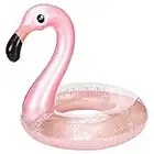 Oziral Flamant Rose Gonflable, Bouée Flamant Rose Glitter, Géant Flamant Adulte Flottante Gonflable Anneau de Natation d'été Jouet Mignon pour la Partie Piscine Plage 98cm