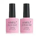 AIMEILI Base Coat Top Coat UV LED Gel Nagellack Gellack Unterlack & Überlack Set Nägel Maniküre Kit 2×10ml