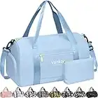 Gym Bag for Women with Shoe Compartment Waterproof, Sports Duffle Bag for Travel Duffel Weekender Carry on Beach Yoga Overnight Luggage Mommy Maternity Hospital Bag Blue 17.50 Inch