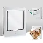 NAMSAN Cat Flap Cat Door with 4 Way Locking Dog Flap for Wooden Door Windproof Rainproof Pet Flap for Cats/Puppies (27.5 x 23.5 x 5 CM)